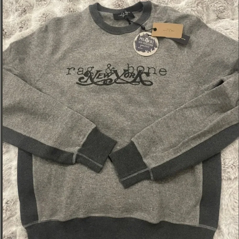 Rag & Bone Men's Gray New York Printed Wool Sweater Sz M - Picture 4 of 6